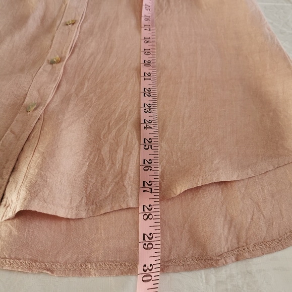 M Made In Italy Pink Linen Lace Shirt Size Medium - Picture 6 of 7